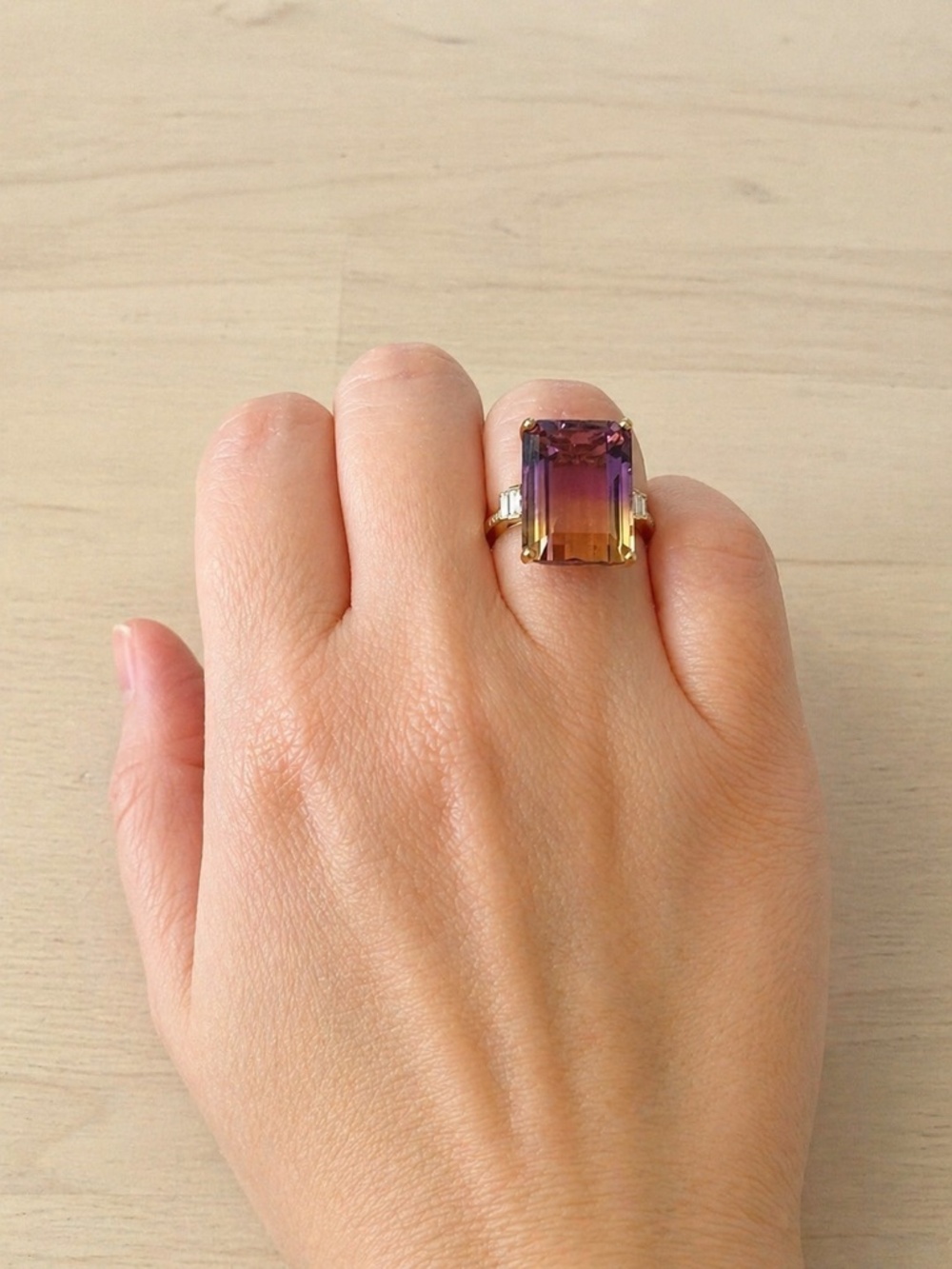 NEW IN BOX Effy Ametrine 14K Yellow Gold & Diamond Ring